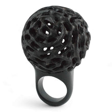 Carica l'immagine nel visualizzatore di Gallery, Anello donna sferico in ebano - Rosso Veneziano Gioielli