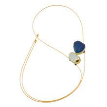 Carica l'immagine nel visualizzatore di Gallery, Collana Laccio in Bronzo Dorato con Centrale Regolabile Sali e Scendi – Resina Blu e Celeste Mare - Rosso Veneziano