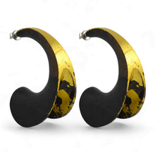 Carica l'immagine nel visualizzatore di Gallery, Orecchini a semicerchio in ebano e foglia d'oro - Rosso Veneziano Gioielli