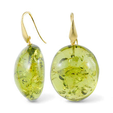 Carica l'immagine nel visualizzatore di Gallery, Orecchini in Ambra Verde Messicana e Argento Dorato – Rosso Veneziano Gioielli
