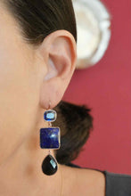 Carica l&#39;immagine nel visualizzatore di Gallery, Orecchini da donna pendenti in argento rosa con lapis, onice e quarzi
