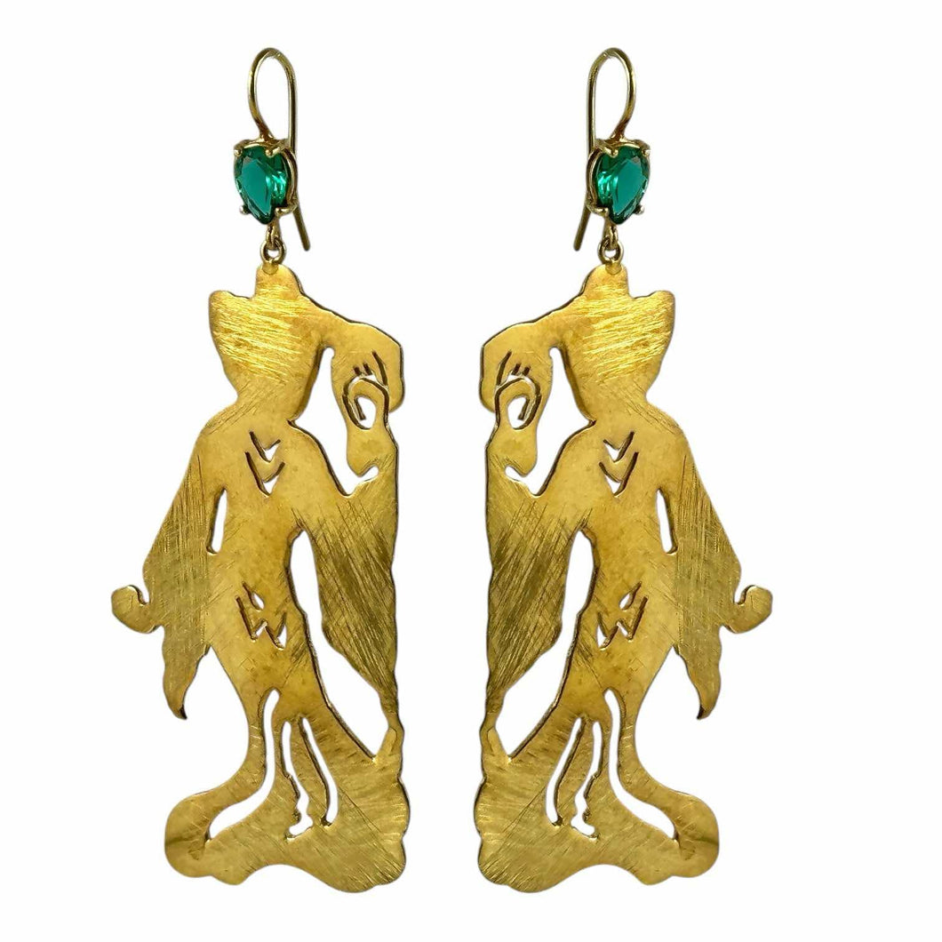 Orecchini pendenti con Geishe in argento dorato