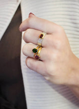 Carica l'immagine nel visualizzatore di Gallery, Anello in argento bicolor con tormalina colorata - Rosso Veneziano Gioielli
