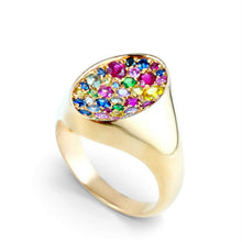 Carica l'immagine nel visualizzatore di Gallery, Anello Chevalier in oro rosa 18 carati con zaffiri multicolor, rubini e smeraldi - Rosso Veneziano Gioielli

