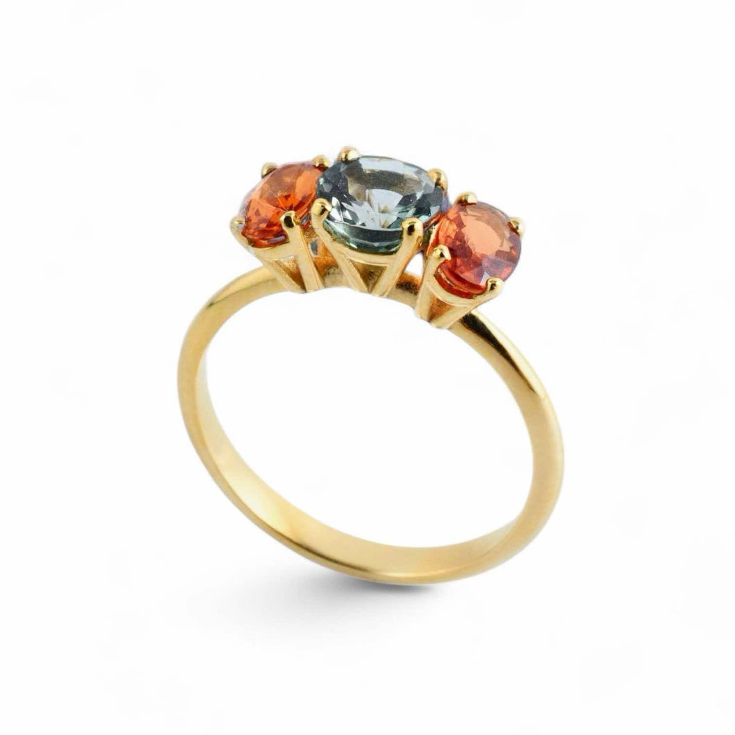 Anello donna trilogy in oro e pietre zaffiri colorati