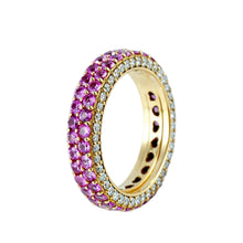 Carica l'immagine nel visualizzatore di Gallery, Anello fascia in oro rosa 18 carati con zaffiri rosa e diamanti - Rosso Veneziano Gioielli
