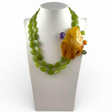 Carica l'immagine nel visualizzatore di Gallery, Collana in argento con agata verde, ambra naturale e quarzi - Rosso veneziano Gioielli
