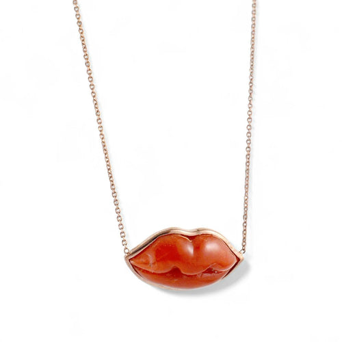 Collana labbra in oro rosa e corallo naturale