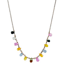 Carica l&#39;immagine nel visualizzatore di Gallery, Girocollo da donna in oro rosa con gocce di zaffiri multicolor
