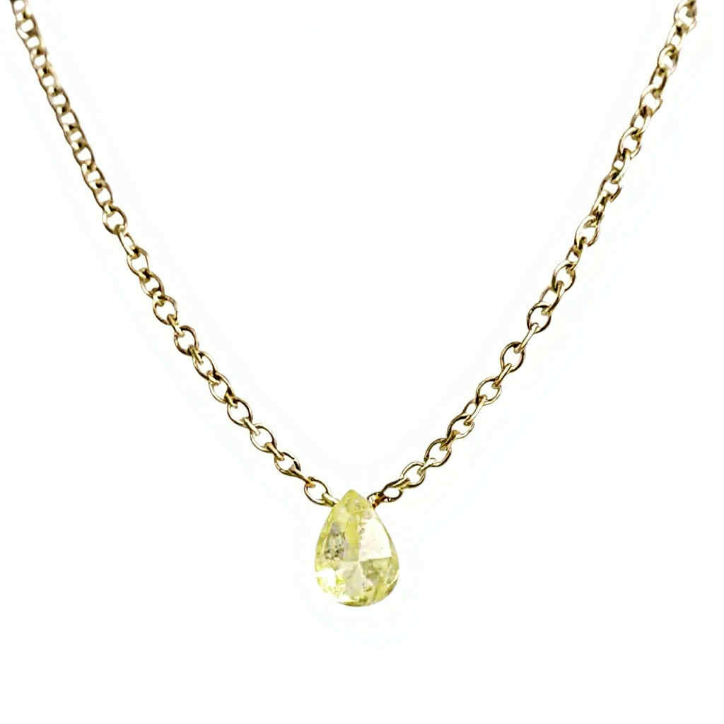 Girocollo in oro giallo con goccia di diamante giallo fancy