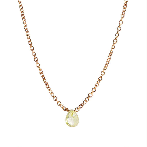 Girocollo in oro rosa con goccia di diamante giallo fancy