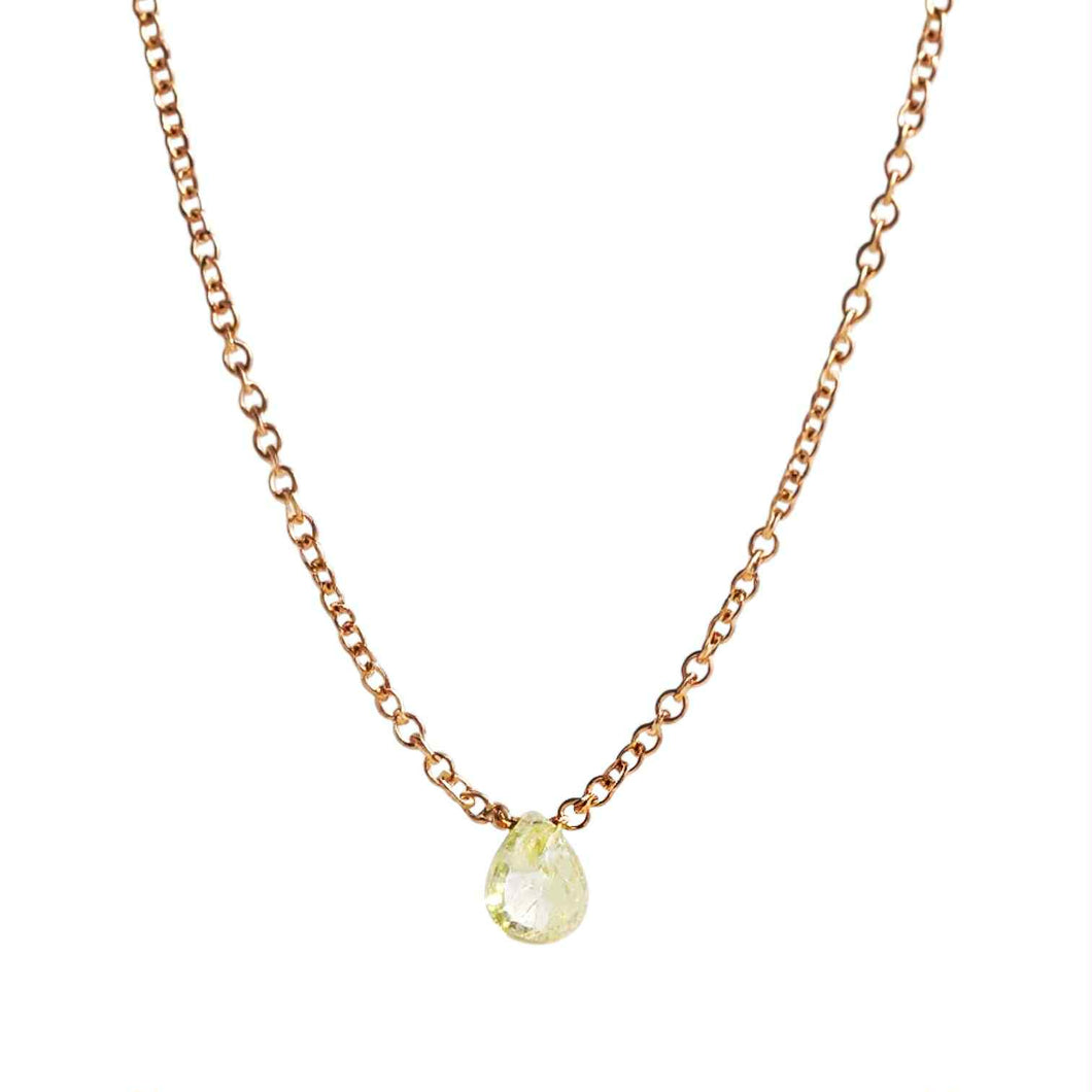 Girocollo in oro rosa con goccia di diamante giallo fancy