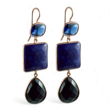 Carica l&#39;immagine nel visualizzatore di Gallery, Orecchini da donna pendenti in argento con lapis, onice e quarzi
