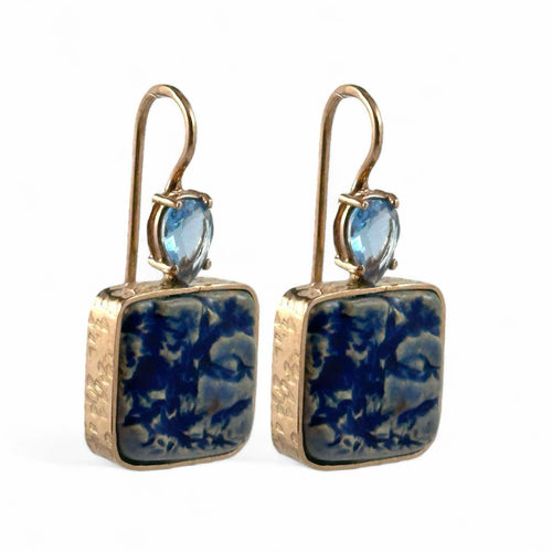 Orecchini in ceramica artigianale e pietre naturali