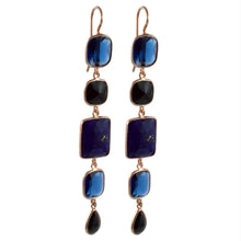 Carica l&#39;immagine nel visualizzatore di Gallery, Orecchini da donna pendenti in argento rosa con lapis, onice e quarzi 
