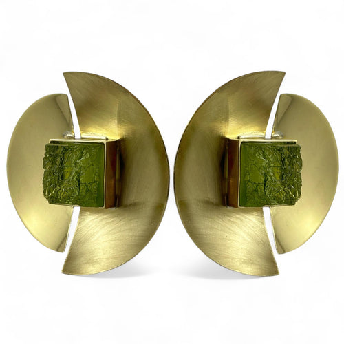 Grandi orecchini in bronzo dorato con resina colorata