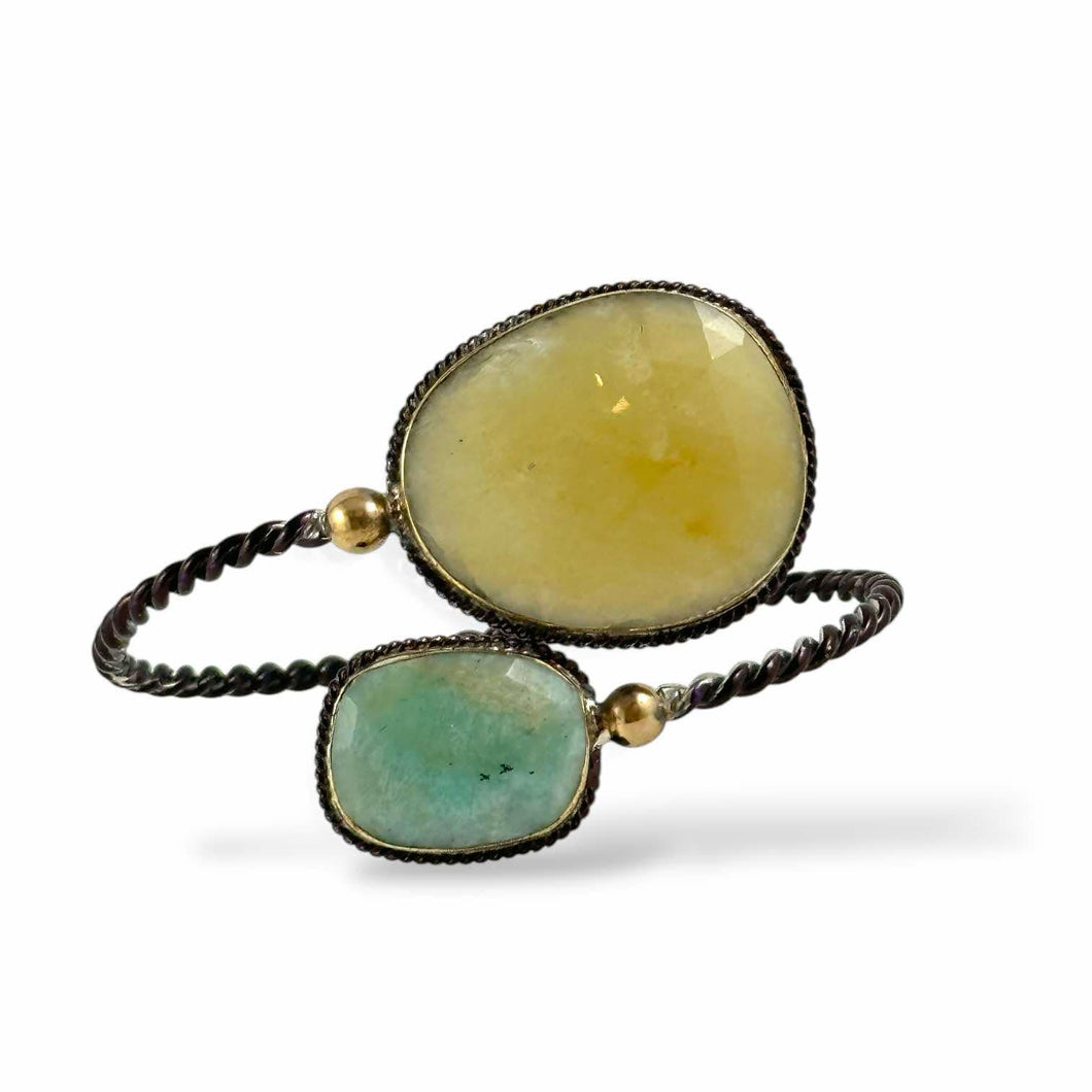 Bracciale da donna bangle contrariè in argento e zaffiri
