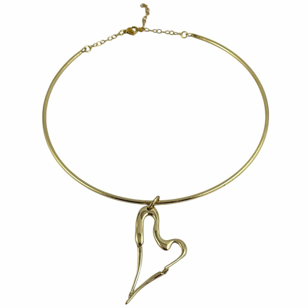 Girocollo da donna con cuore pendente in bronzo dorato