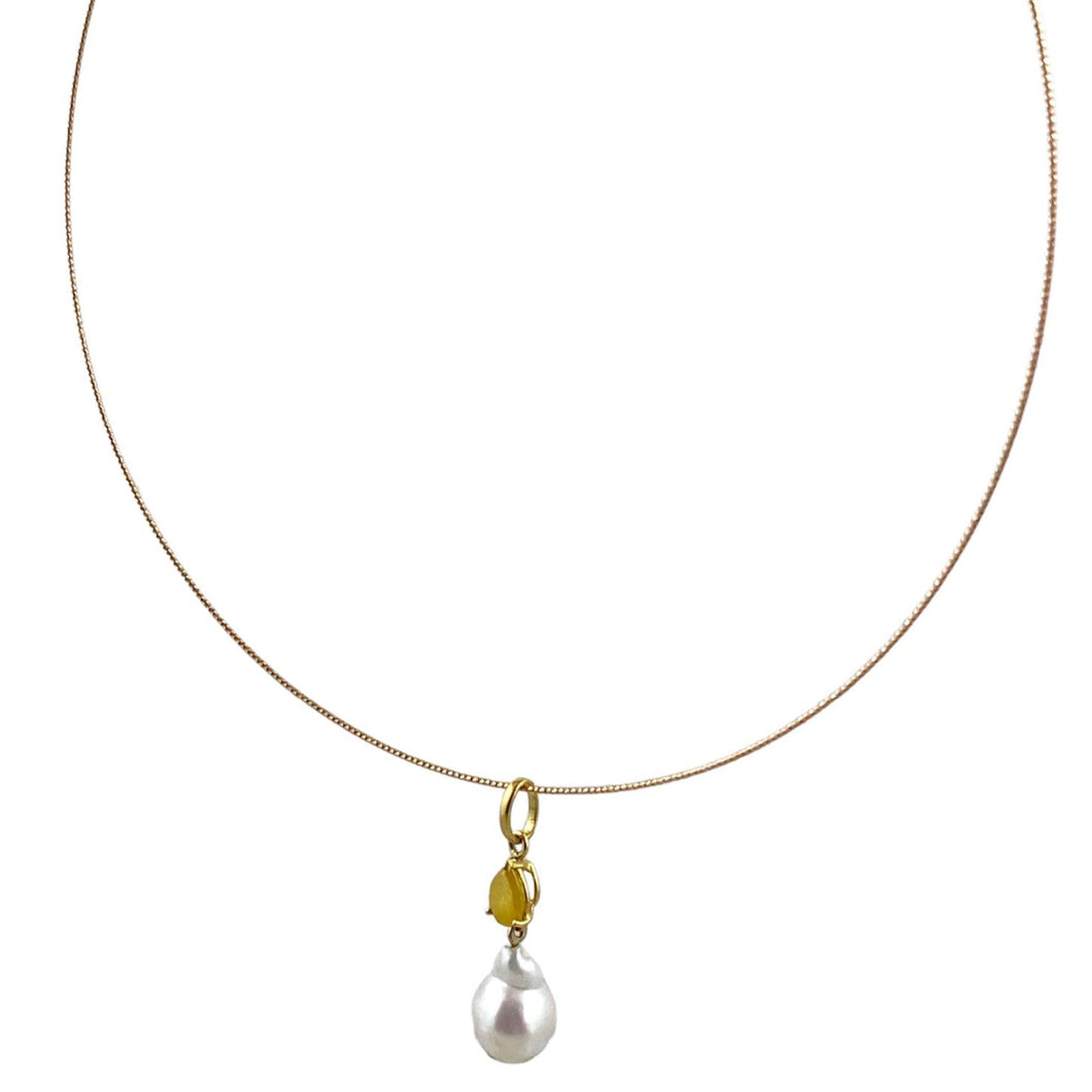 Girocollo in oro giallo con perla e diamante fancy giallo